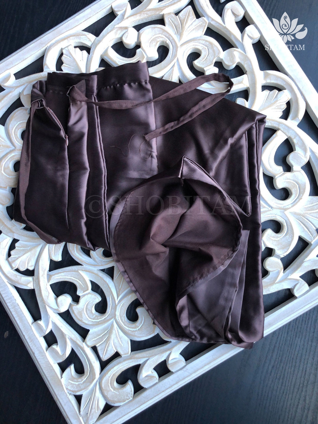 Brown Satin Petticoat, in standard size. | SHOBITAM