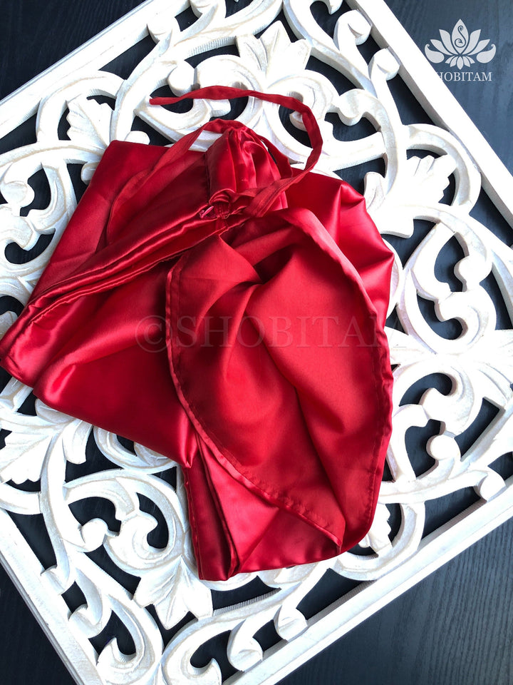Premium Quality Red Satin Petticoat for saree, in standard size. | SHOBITAM