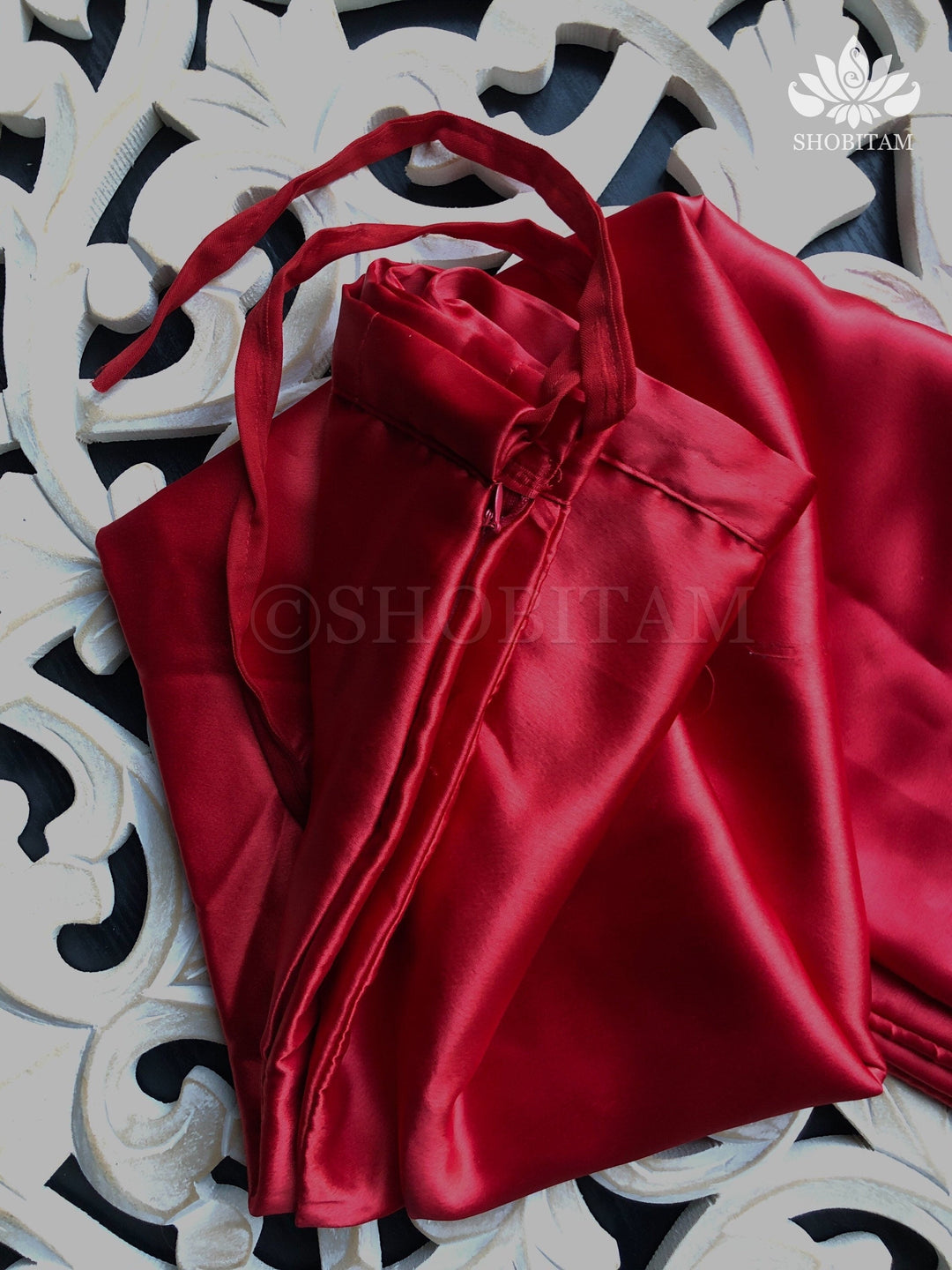 Premium Quality Red Satin Petticoat for saree, in standard size. | SHOBITAM