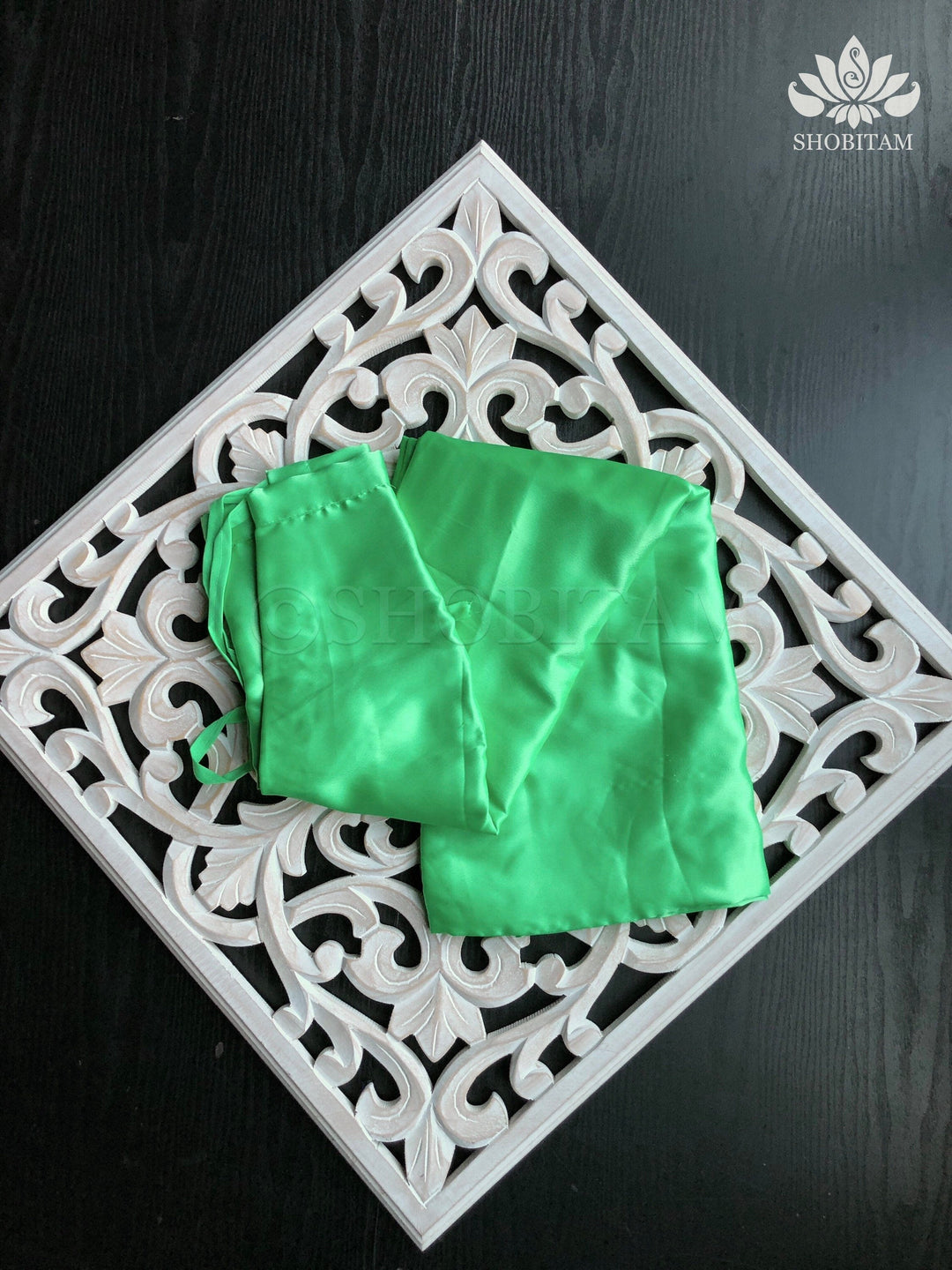 Premium Quality Irish Green  Satin Petticoat for saree, in standard size. | SHOBITAM
