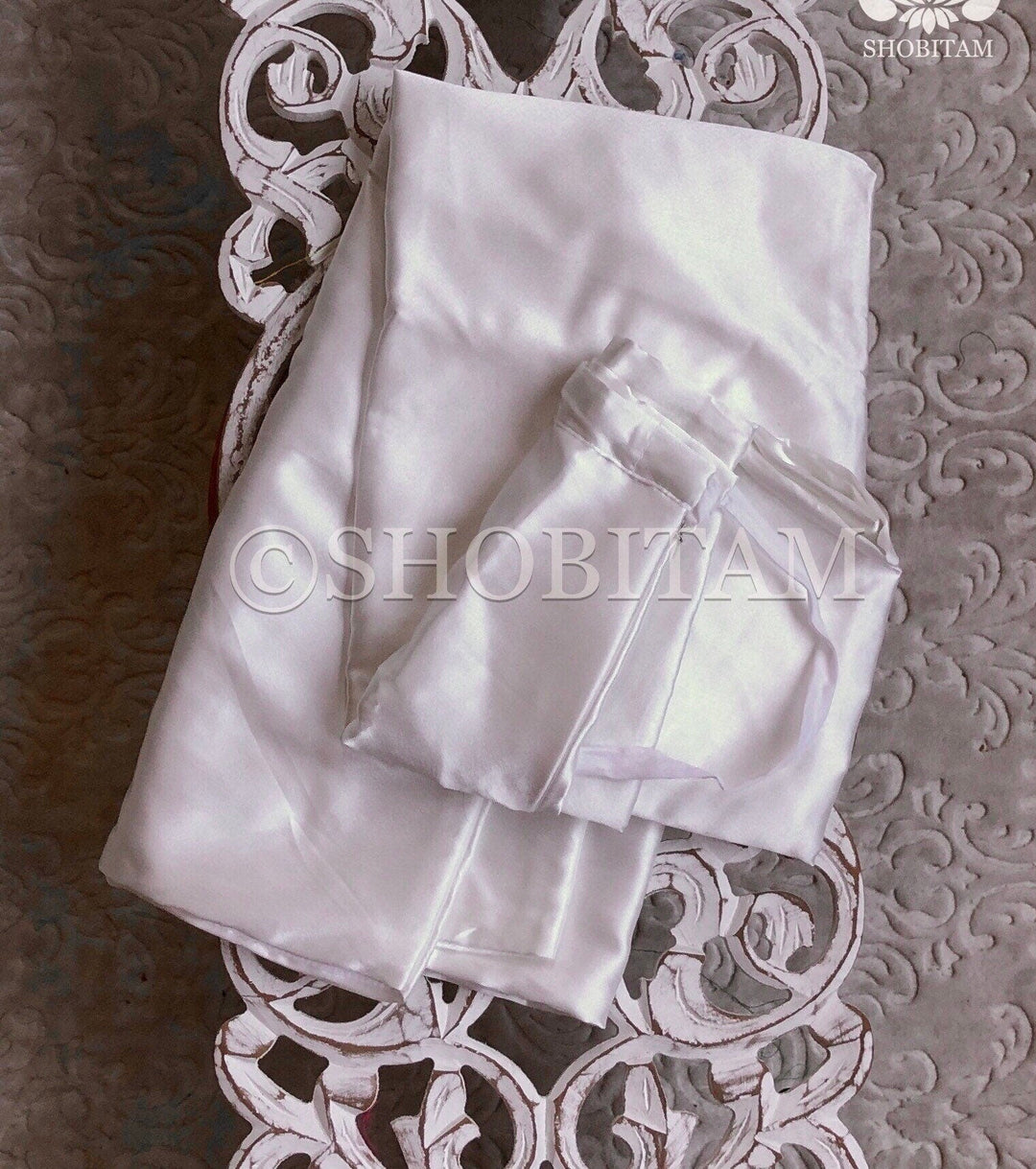 Premium Quality white Satin Petticoat for saree, in standard size. | SHOBITAM