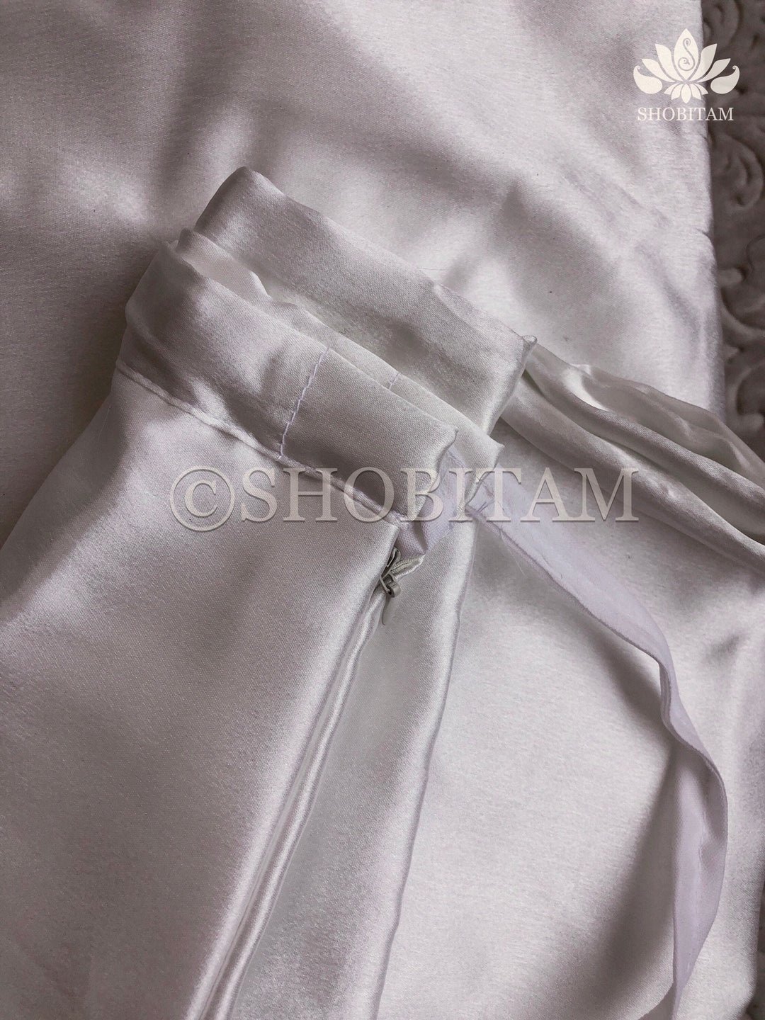 Premium Quality white Satin Petticoat for saree, in standard size. | SHOBITAM