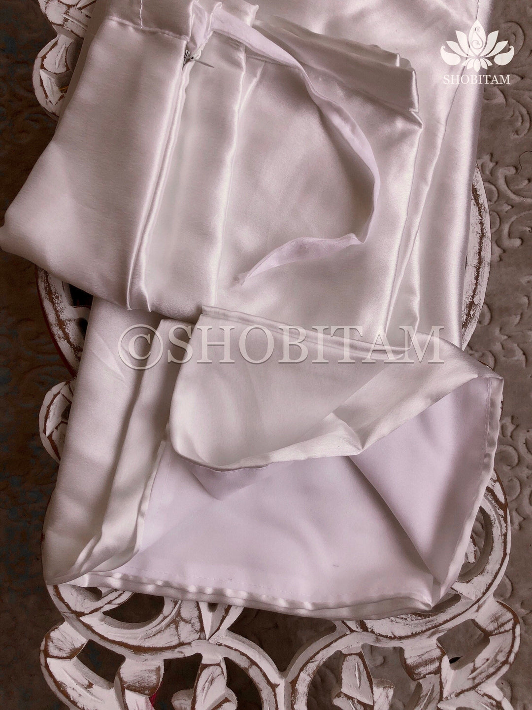 Premium Quality white Satin Petticoat for saree, in standard size. | SHOBITAM
