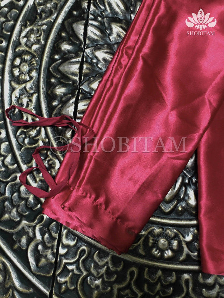 Premium Quality Red-Pink Satin Petticoat for saree,medium size | SHOBITAM