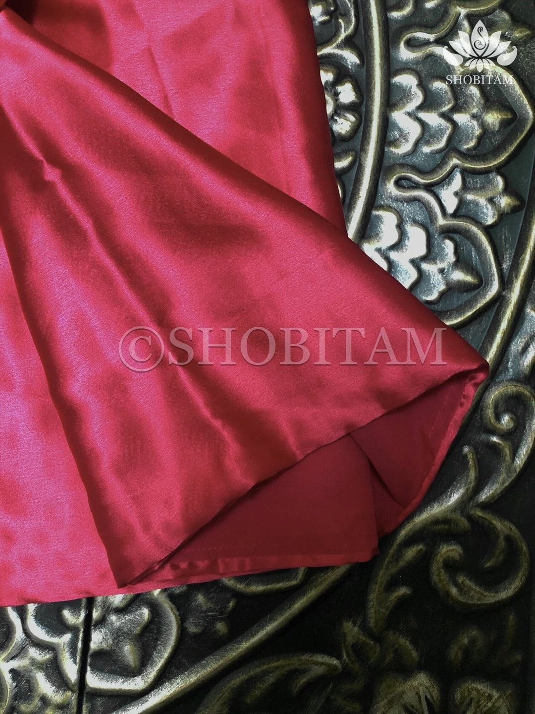 Premium Quality Red-Pink Satin Petticoat for saree,medium size | SHOBITAM