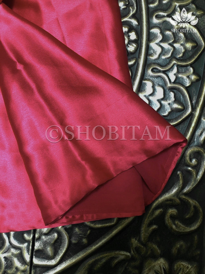 Premium Quality Red-Pink Satin Petticoat for saree,medium size | SHOBITAM