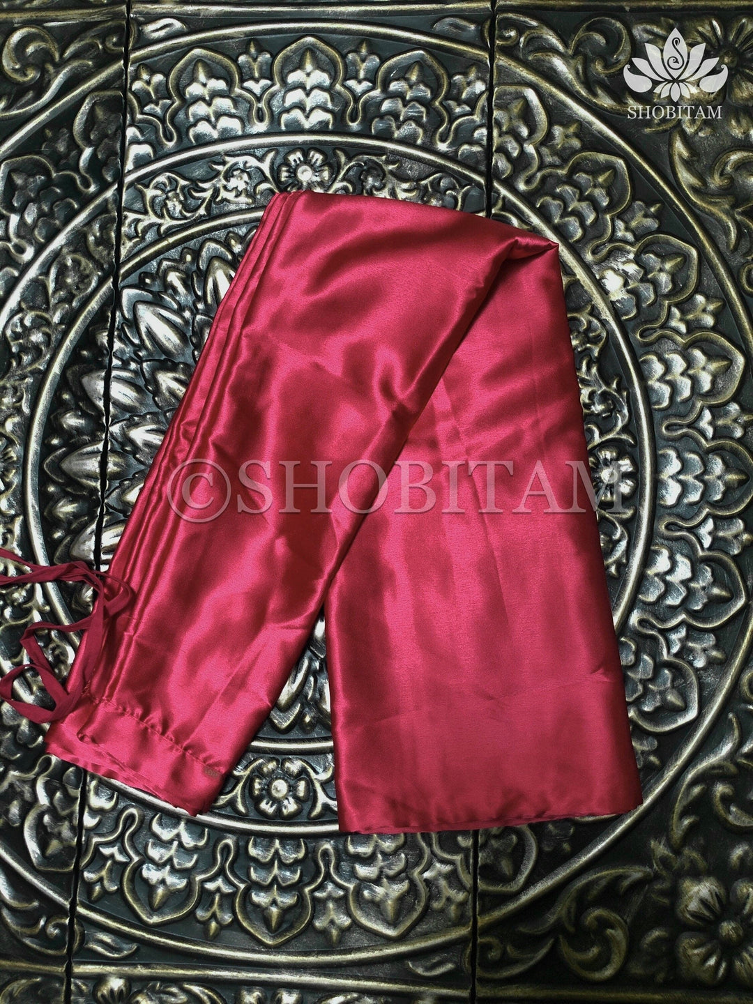 Premium Quality Red-Pink Satin Petticoat for saree,medium size | SHOBITAM