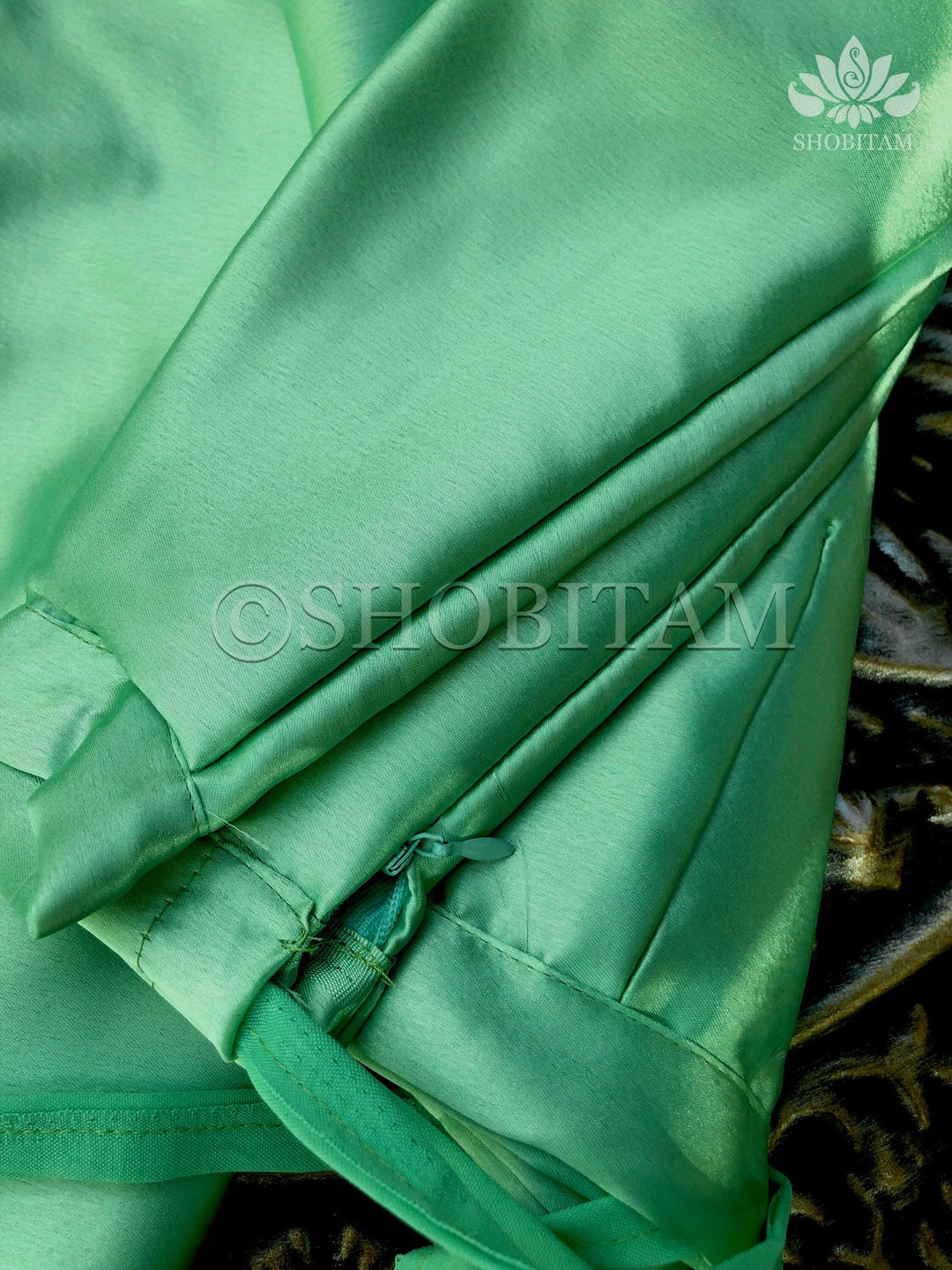 Premium Quality dark sea green Satin Petticoat for saree,medium size | SHOBITAM