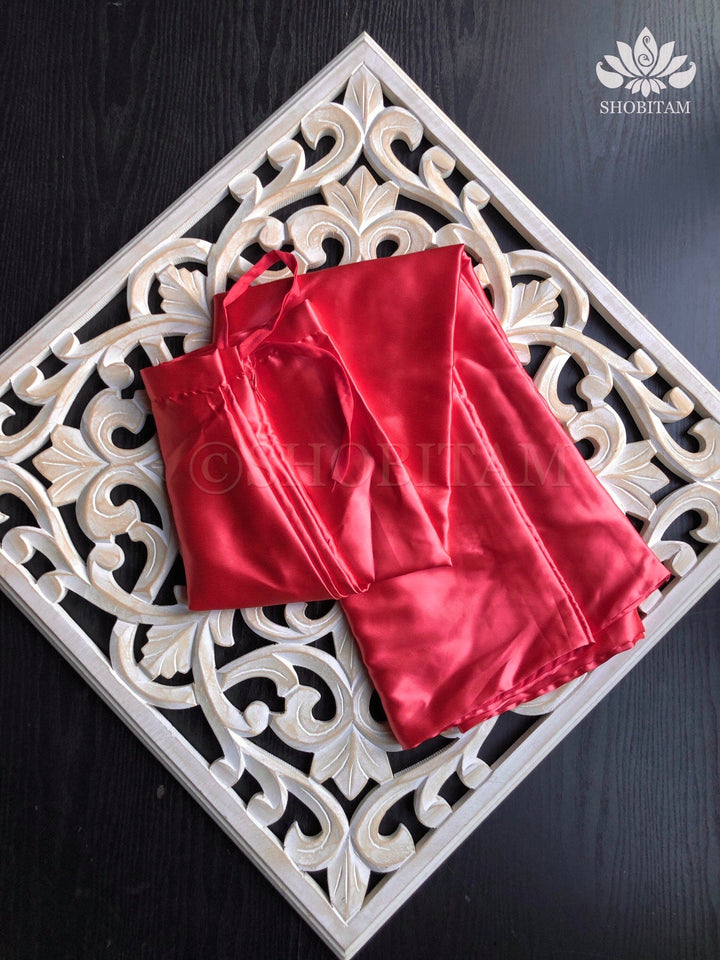 Premium Quality bright peach Satin Petticoat for saree, in standard size. | SHOBITAM