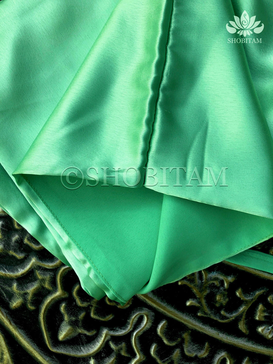 Premium Quality dark sea green Satin Petticoat for saree,medium size | SHOBITAM
