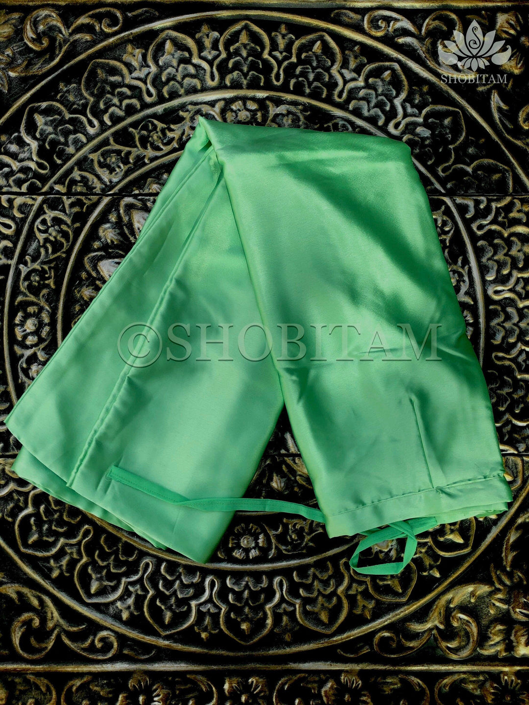 Premium Quality dark sea green Satin Petticoat for saree,medium size | SHOBITAM
