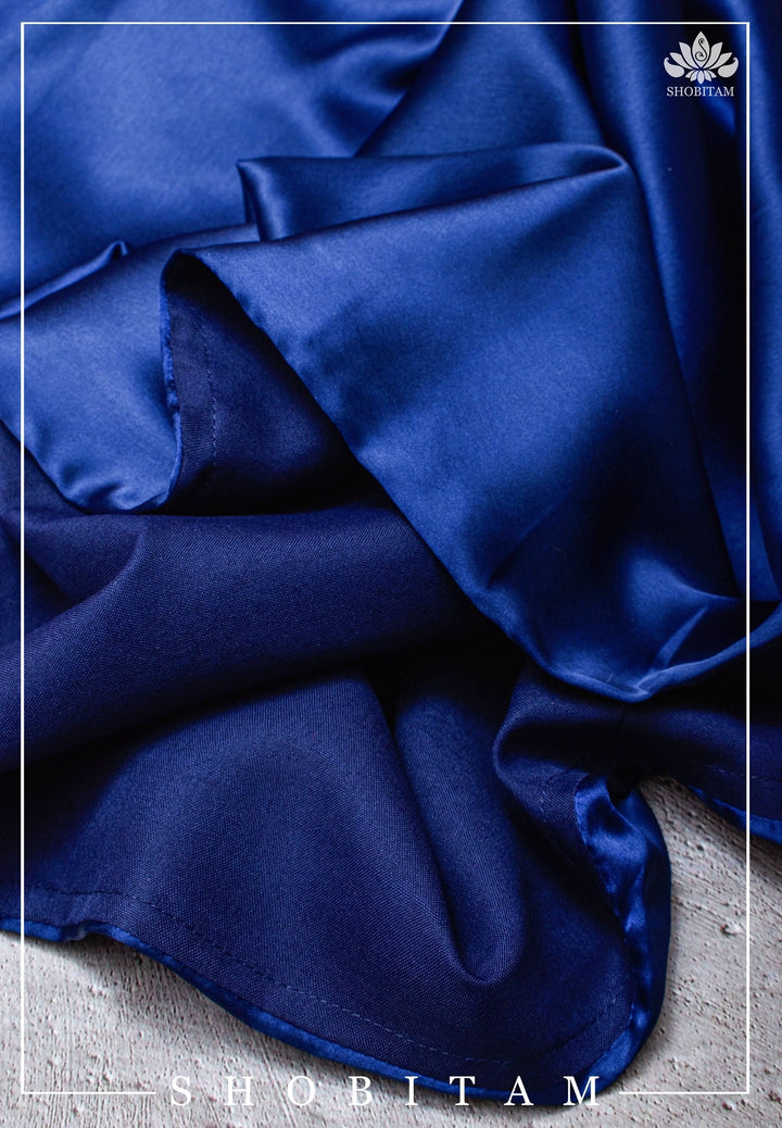 Premium Quality Cobalt Blue Satin Petticoat for saree, Standard size