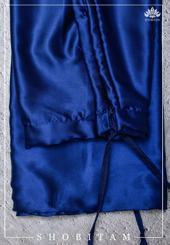 Premium Quality Cobalt Blue Satin Petticoat for saree, Standard size