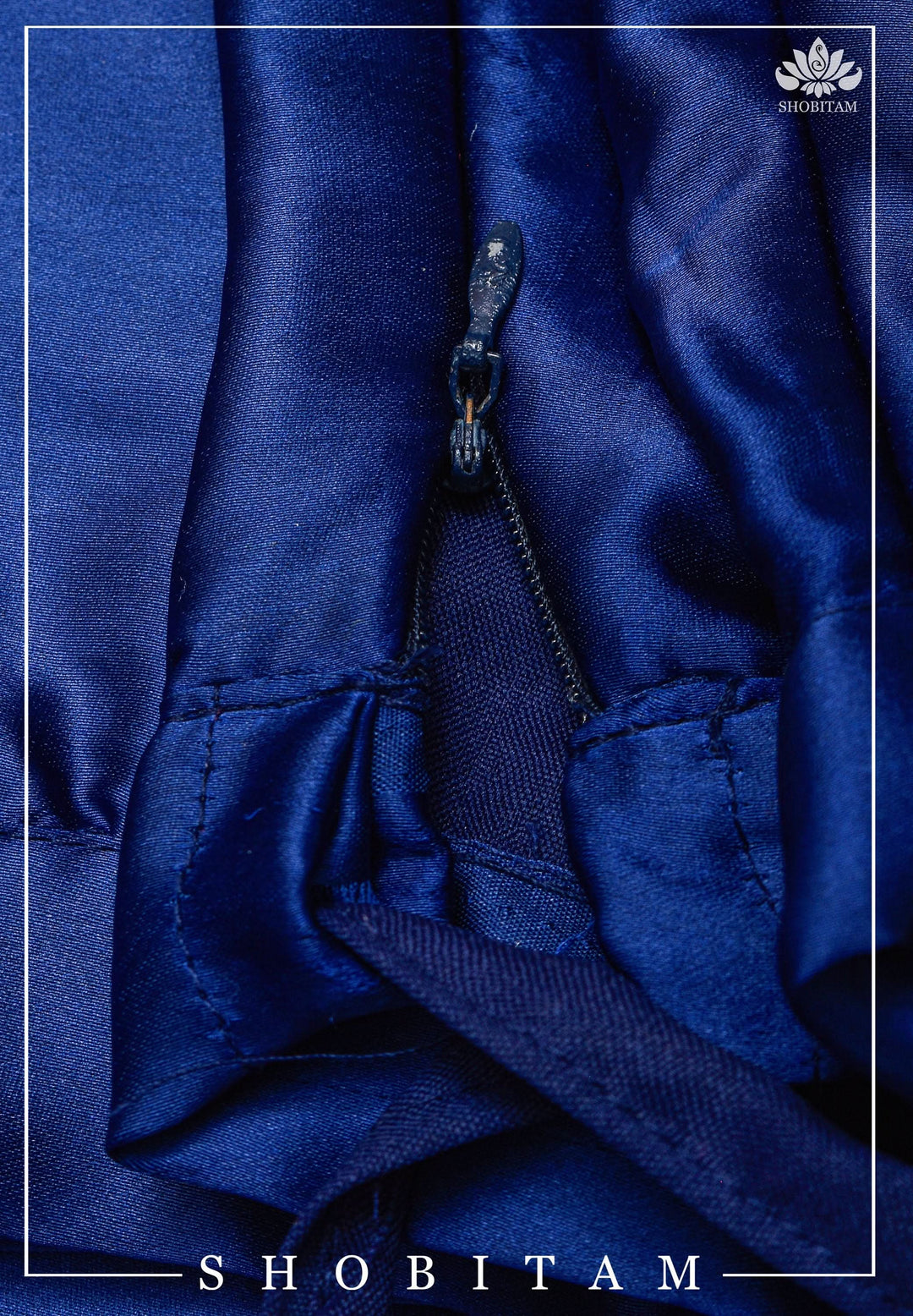 Premium Quality Cobalt Blue Satin Petticoat for saree, Standard size