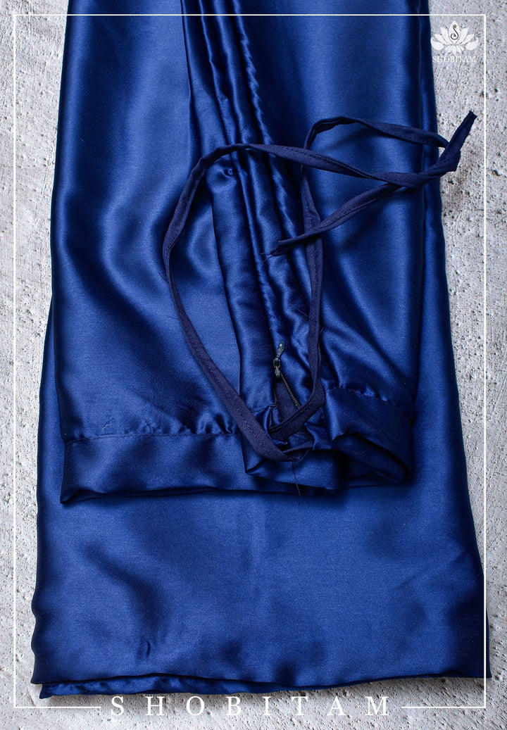 Premium Quality Cobalt Blue Satin Petticoat for saree, Standard size