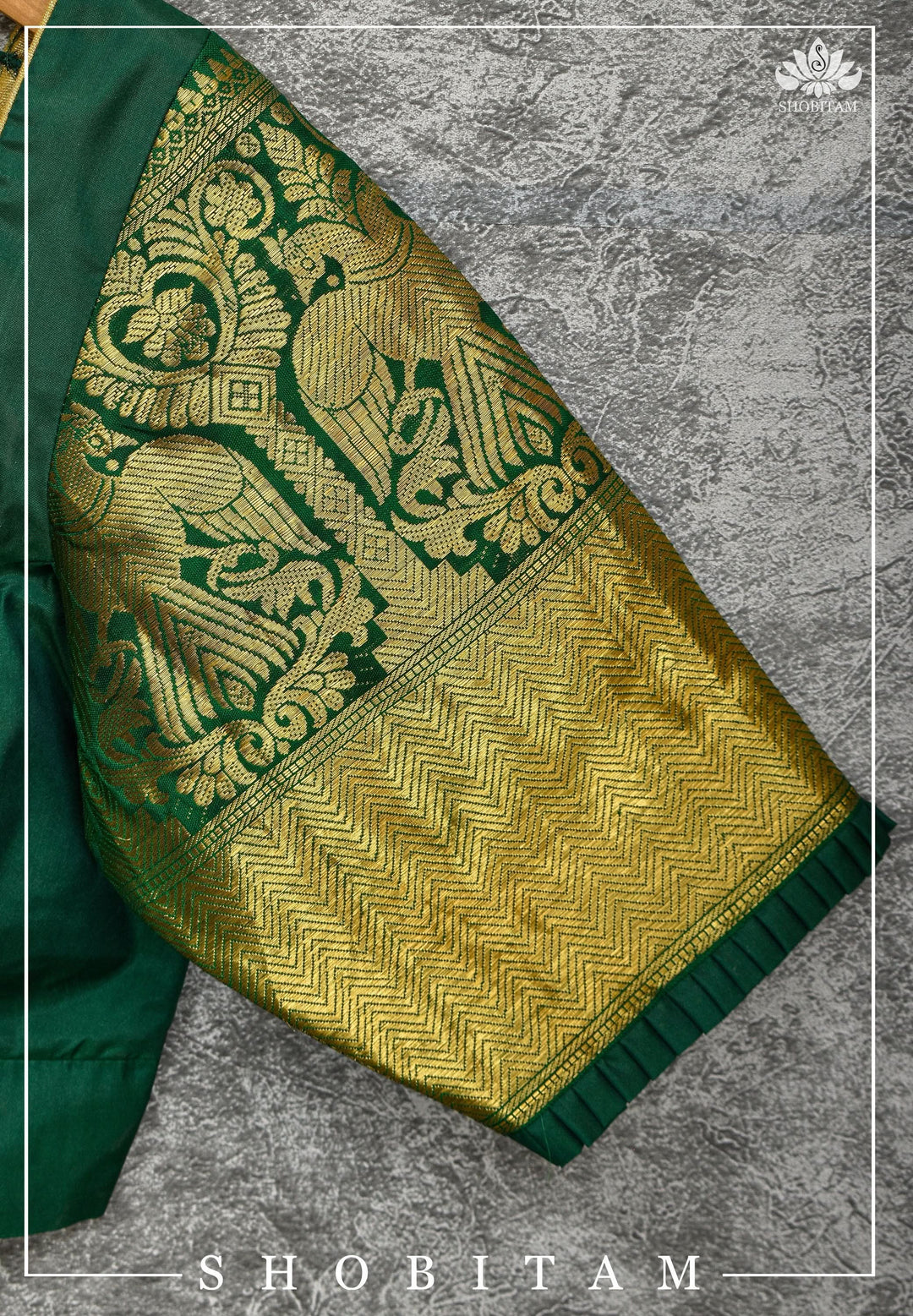 Size 40 Kanjivaram Silk Blouse with Zari Sleeves| Shobitam Blouse