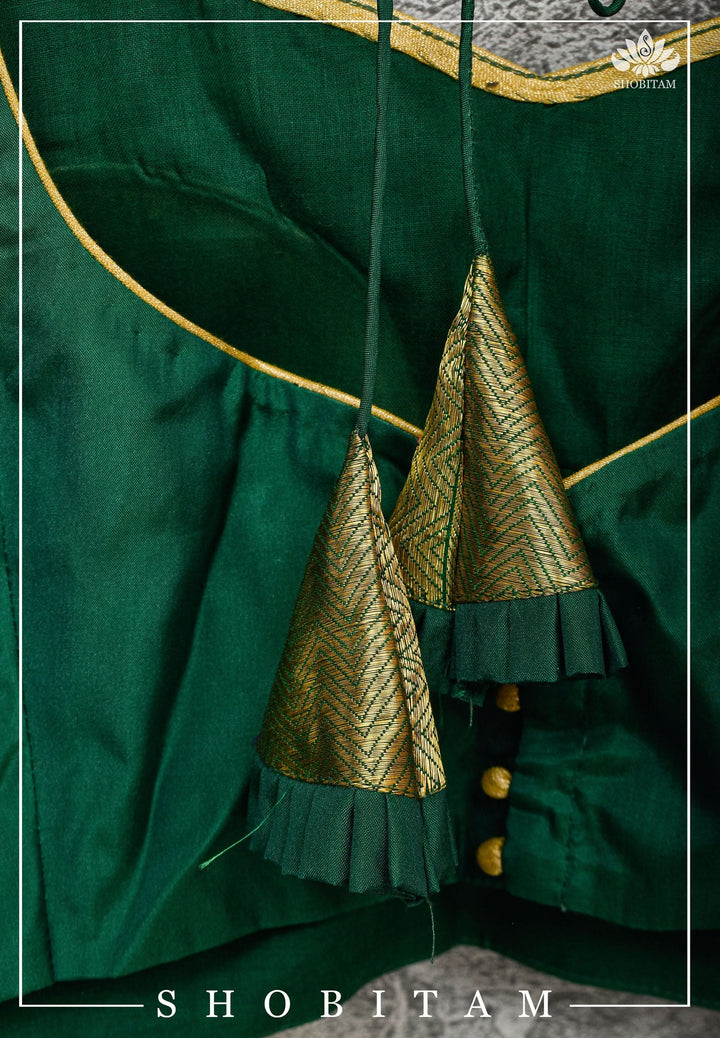 Size 40 Kanjivaram Silk Blouse with Zari Sleeves| Shobitam Blouse