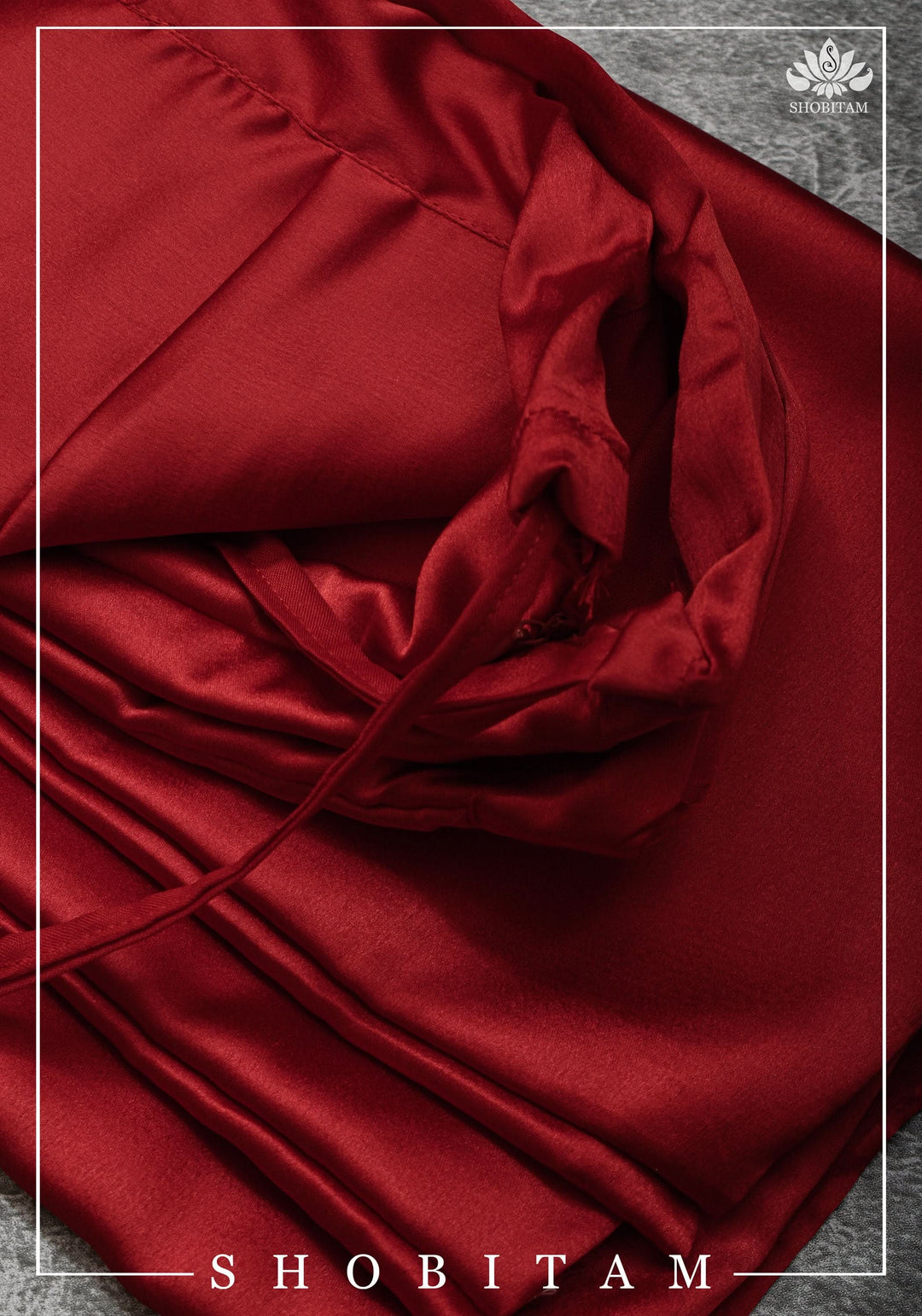 Premium Quality Deep Red Satin Petticoat for saree, in standard size.