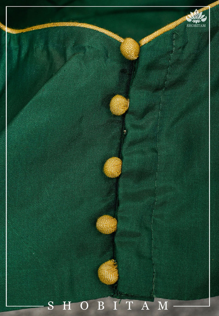 Size 40 Kanjivaram Silk Blouse with Zari Sleeves| Shobitam Blouse