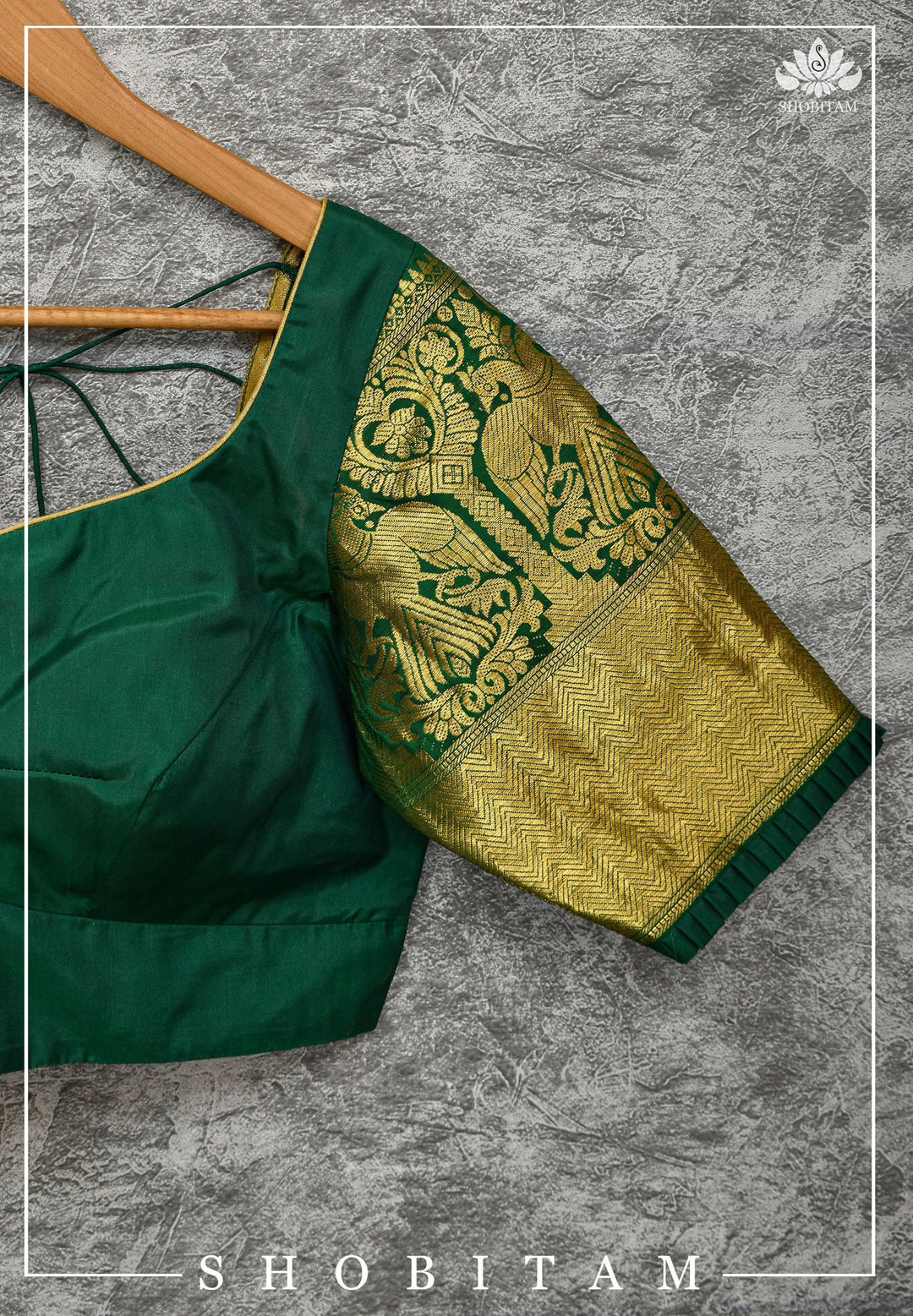 Size 40 Kanjivaram Silk Blouse with Zari Sleeves| Shobitam Blouse