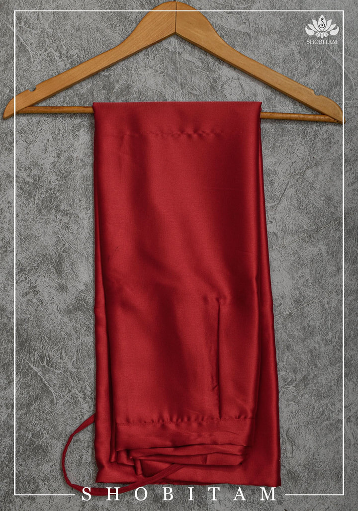 Premium Quality Deep Red Satin Petticoat for saree, in standard size. | SHOBITAM