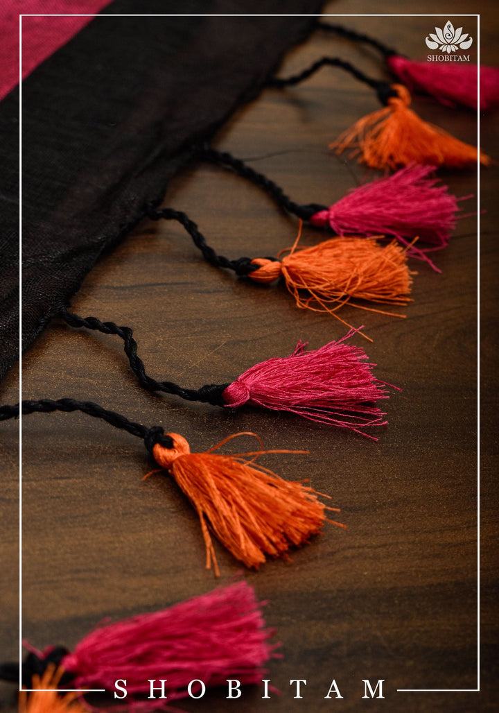 per orderGanga Jamuna Borders on Black Linen by Linen Saree | Sarees by Shobitam