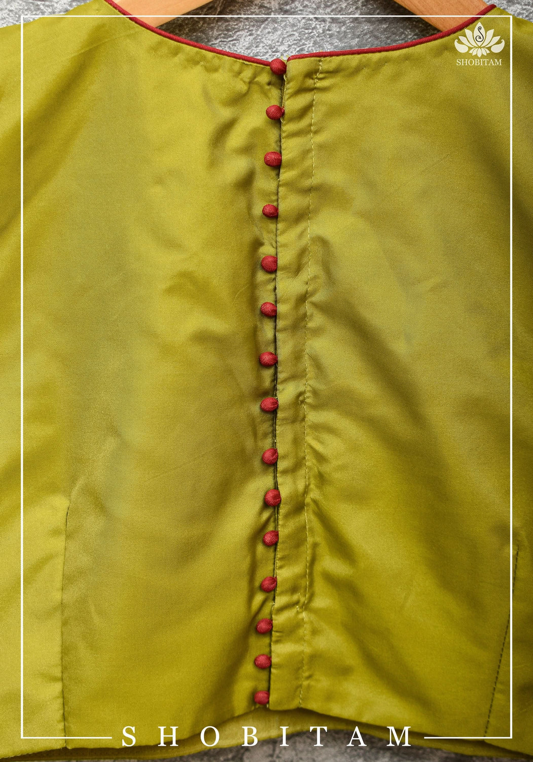 Custom Made:  Necklace Design Jadau Ornamental Sleeveless Blouse in  Pure SIlk | Shobitam Blouse