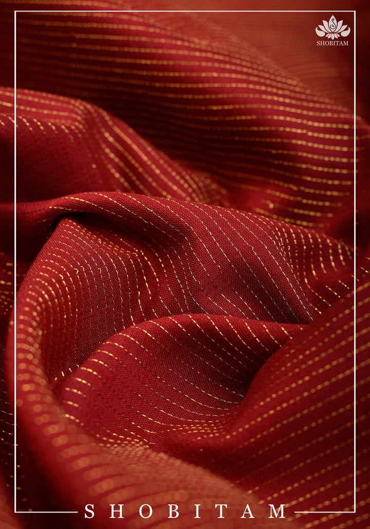 Green and Red Vairaoosi Cotton Silk Saree | Shobitam Saree