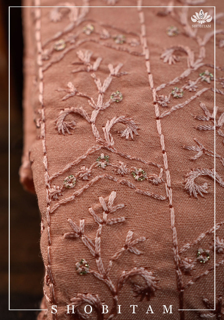 Peach Embroidered and sequin embellished Kurta Pajama Set for Men,  Multiple Size | Ethnic Menswear by Shobitam