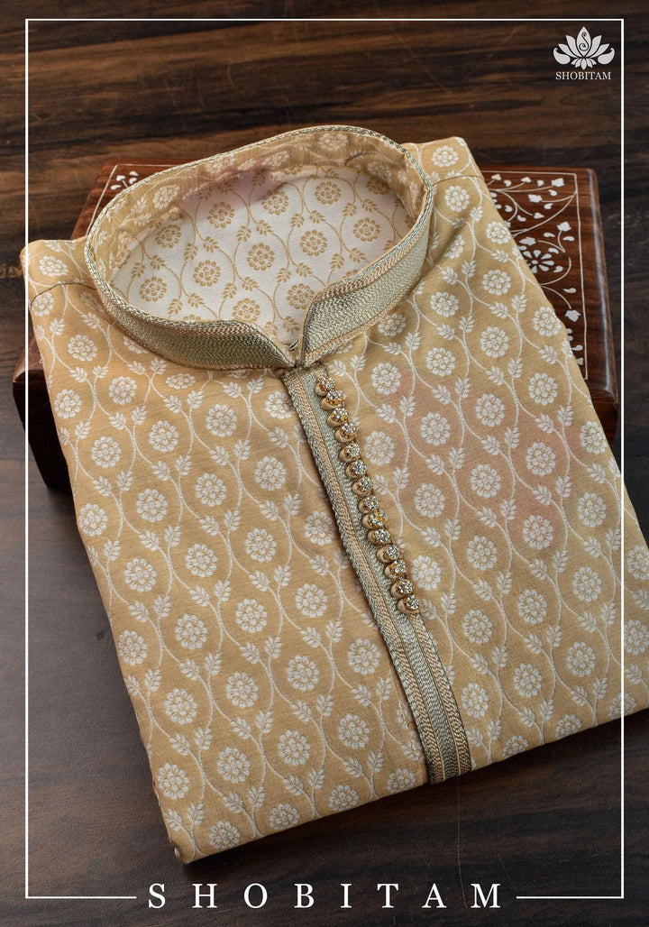 Sephia Jaal Weave Kurta Pajama Set, Multiple Size | Ethnic Menswear by Shobitam