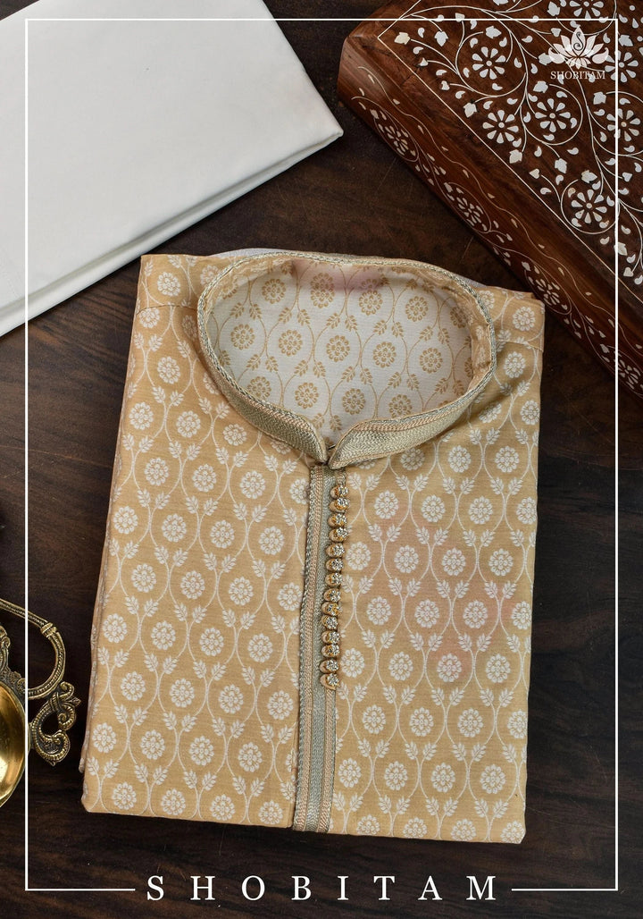 Sephia Jaal Weave Kurta Pajama Set, Multiple Size | Ethnic Menswear by Shobitam