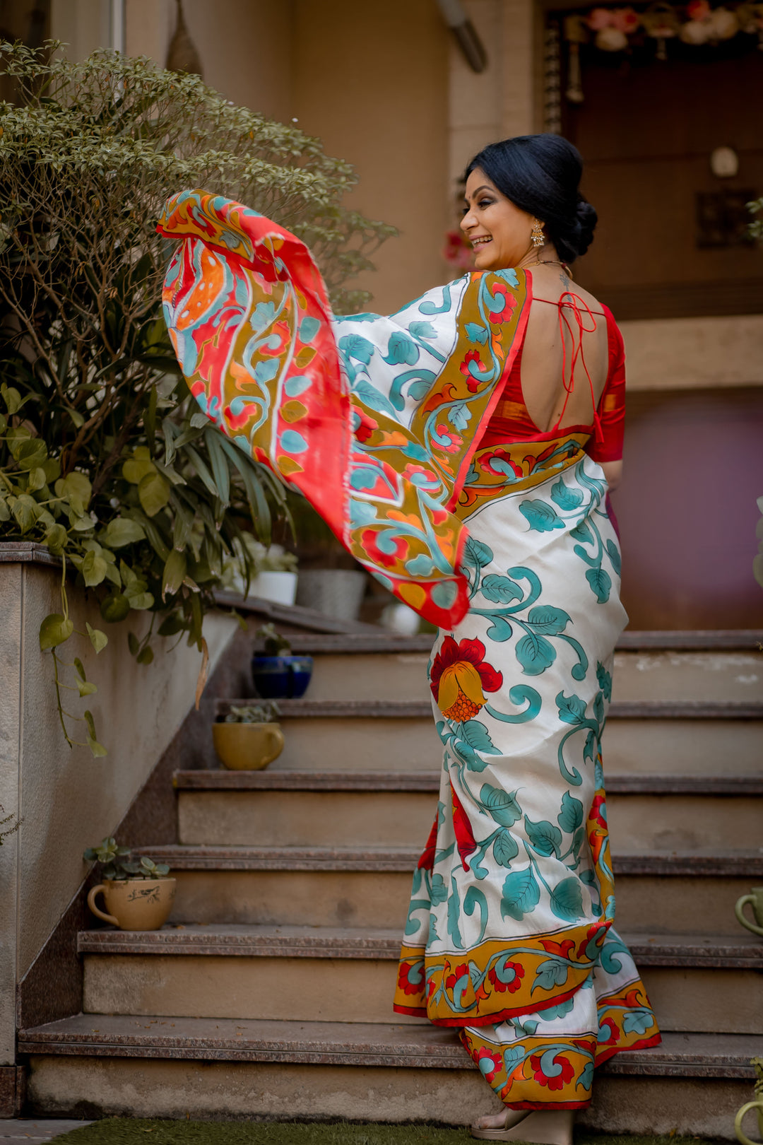 Tussar Kalamkari Saree | SILK MARK CERTIFIED | SHOBITAM