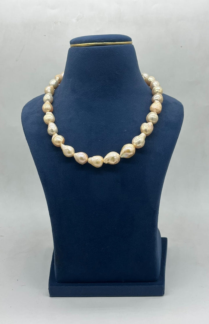 Blush Ivory Baroque Authentic Pearl Necklace | SHOBITAM