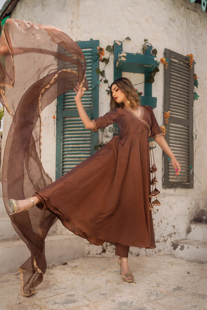 RAAT RANI COTTON SILK ANARKALI SUIT SET | SHOBITAM