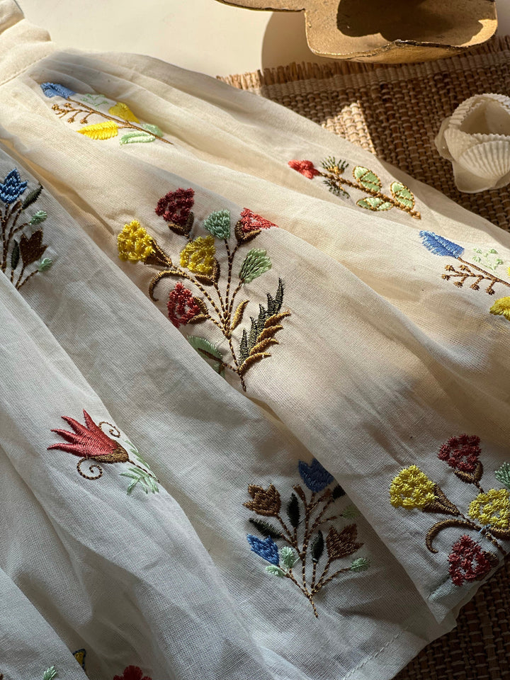 Multicolour Floral Embroidery Kids Frock Yellow - Express | SHOBITAM
