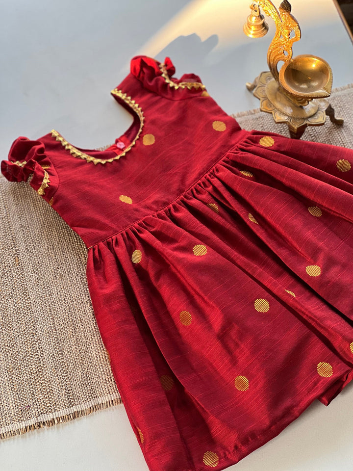 Zari Polka Kids Frock Express | SHOBITAM