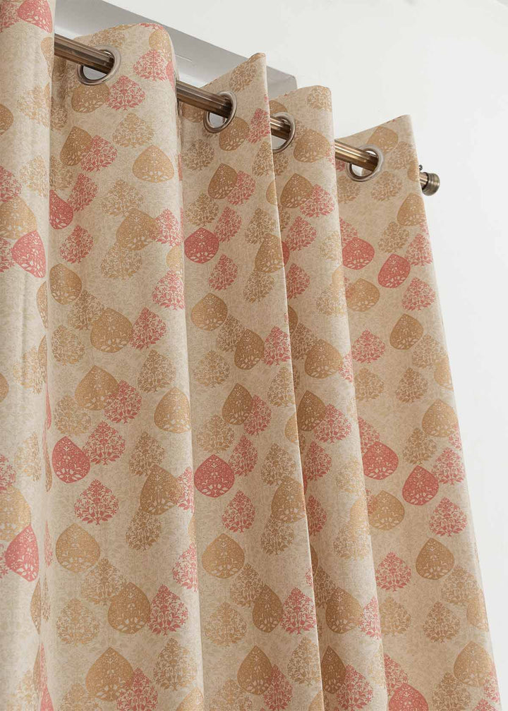 Indian Shimmer 100% cotton ethnic curtain for living room - Room darkening - Brown - Single Piece | SHOBITAM