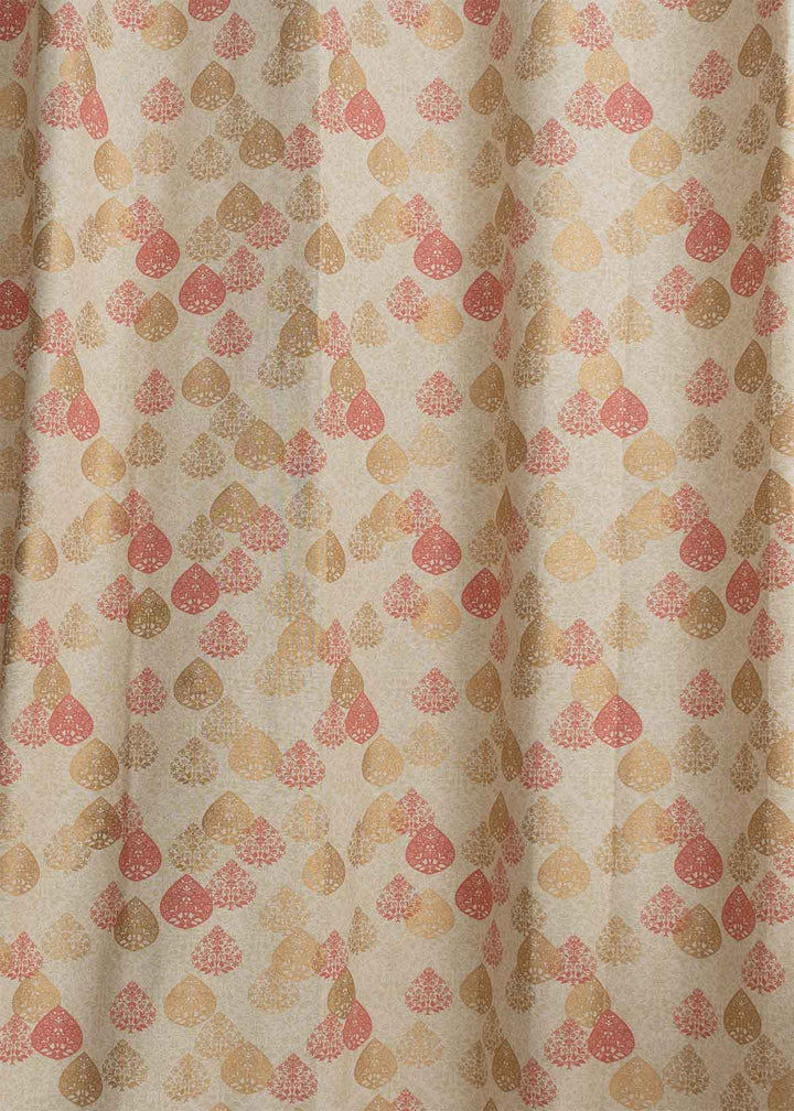 Indian Shimmer 100% cotton ethnic curtain for living room - Room darkening - Brown - Single Piece | SHOBITAM