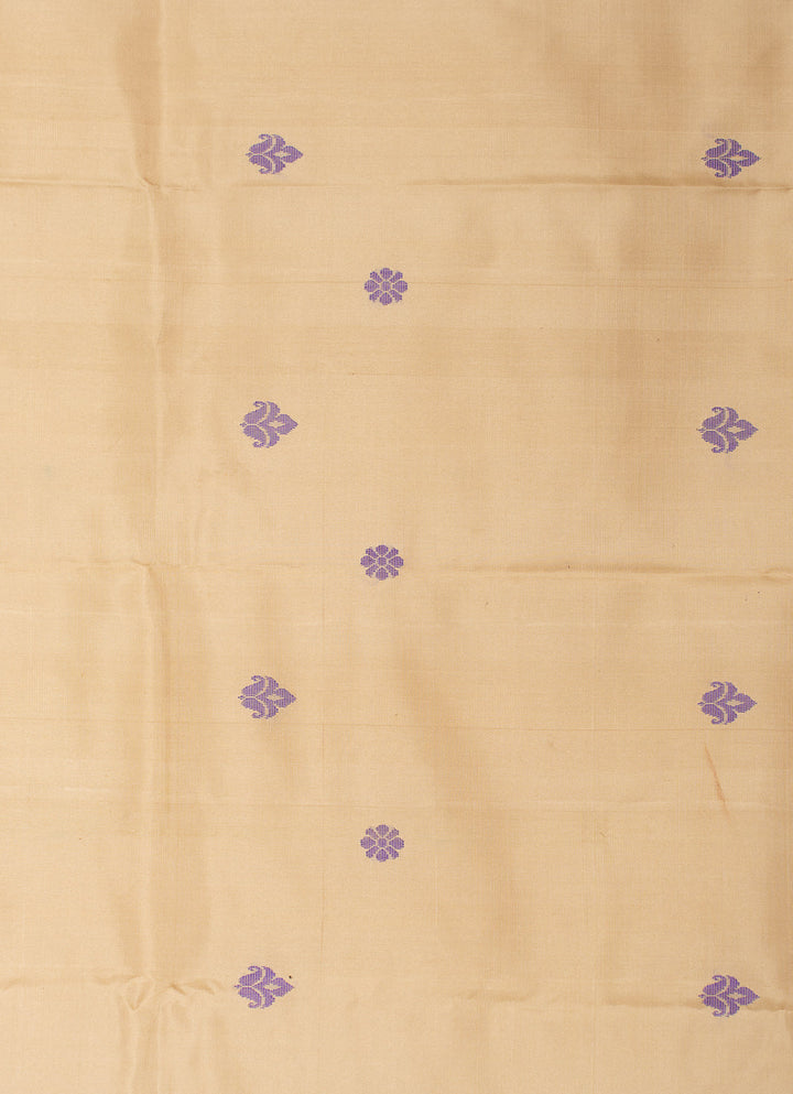 Ivory Lavender Pure Silk Kodiyala Saree Shankhupushpam | SILK MARK CERTIFIED | SHOBITAM