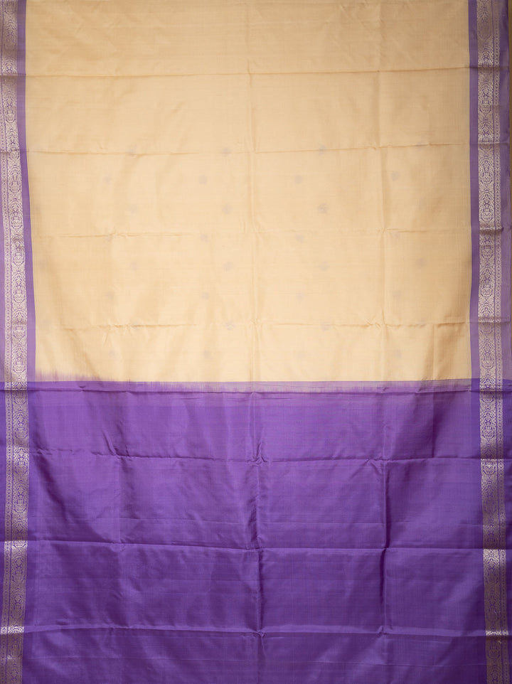 Ivory Lavender Pure Silk Kodiyala Saree Shankhupushpam | SILK MARK CERTIFIED | SHOBITAM
