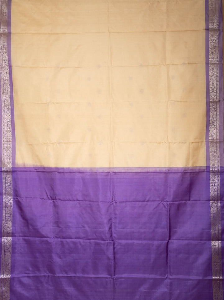 Ivory Lavender Pure Silk Kodiyala Saree Shankhupushpam | SILK MARK CERTIFIED | SHOBITAM