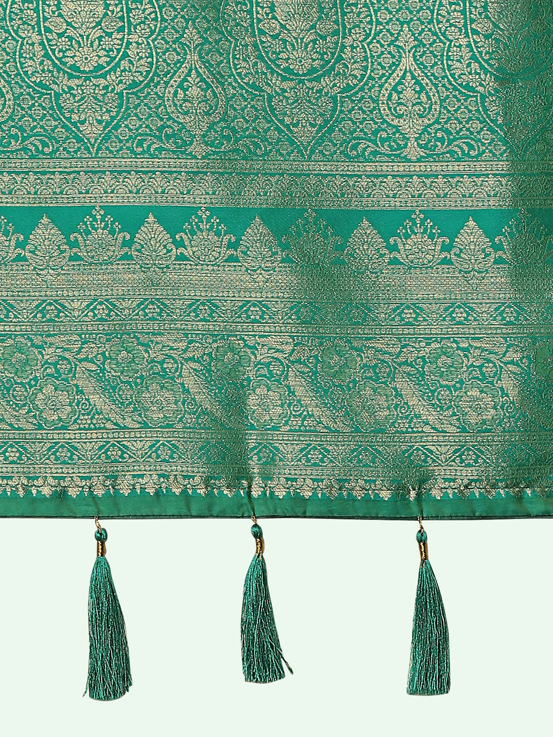 Lemon Green Banarasi Semi Silk Saree With Traditional Paisley Weaves | SHOBITAM