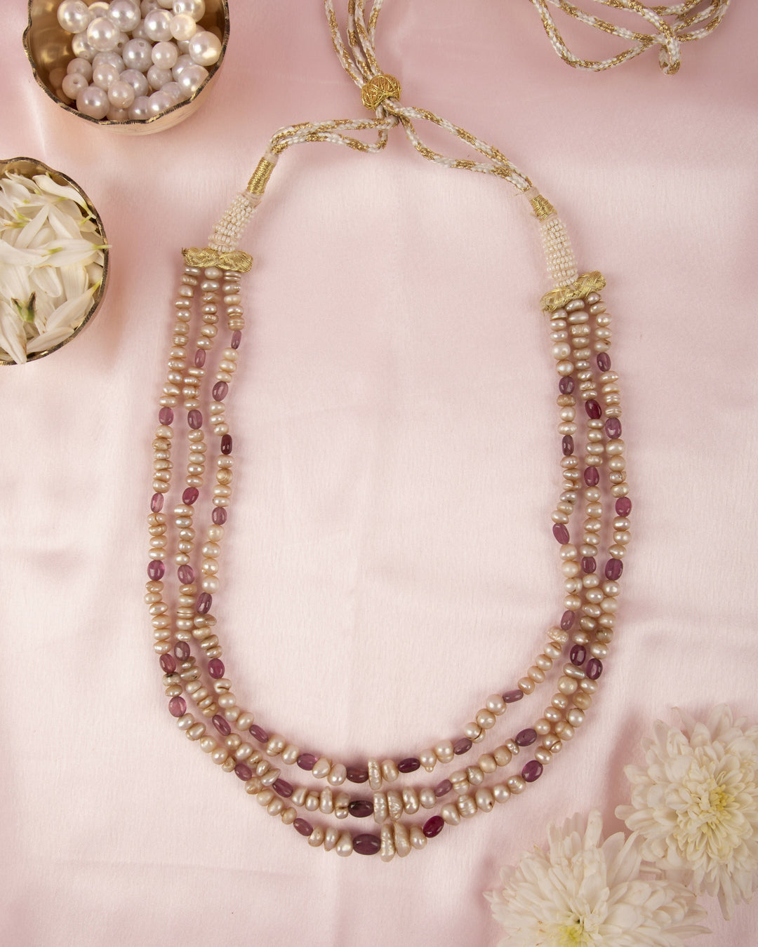 Rani Gulab – Ruby & Pearl Mala | SHOBITAM