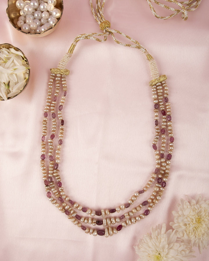 Rani Gulab – Ruby & Pearl Mala | SHOBITAM