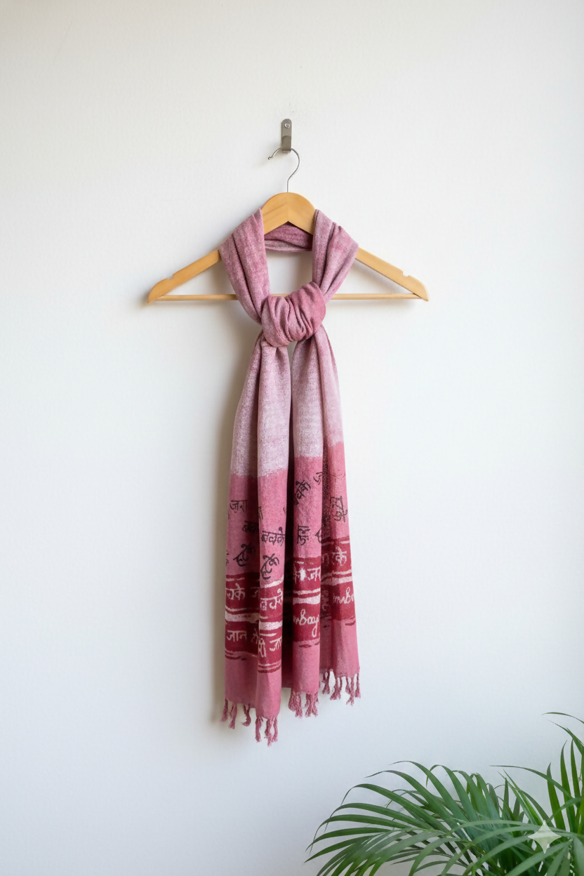 Gulabi Bombay Dabu Block Printed Cotton Stole | SHOBITAM
