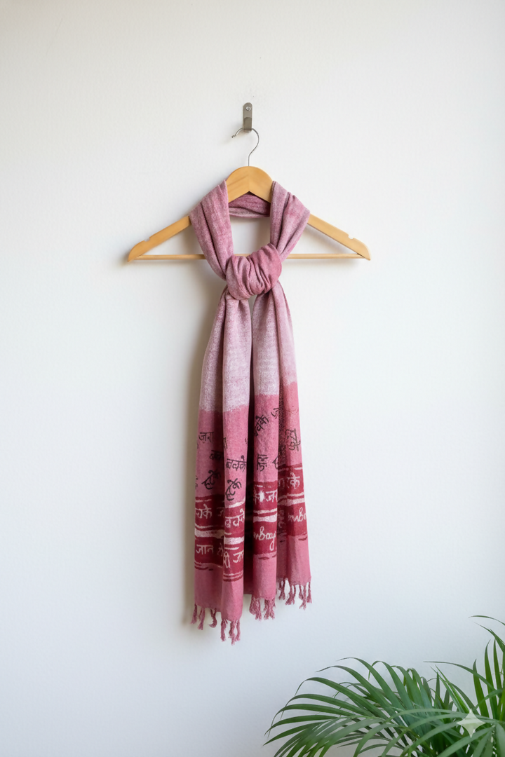 Gulabi Bombay Dabu Block Printed Cotton Stole | SHOBITAM