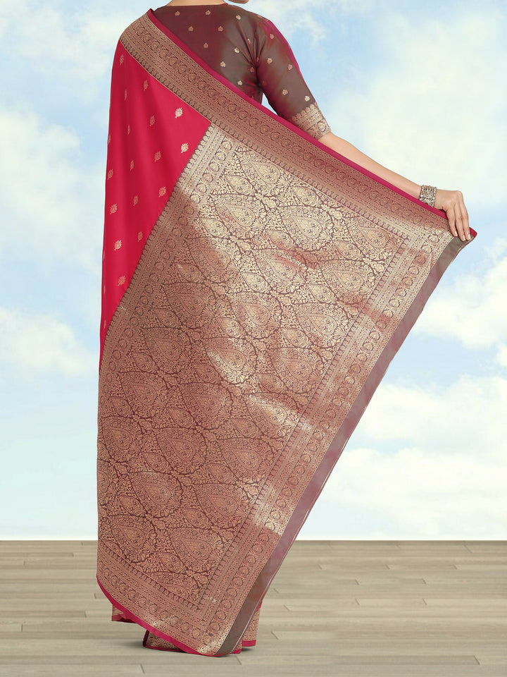 Pink Color Semi Banarasi Silk Saree| SHOBITAM