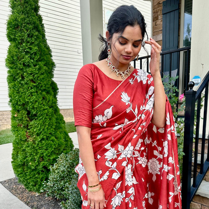 Jalsa Kalamkari Saree | SILK MARK CERTIFIED | SHOBITAM