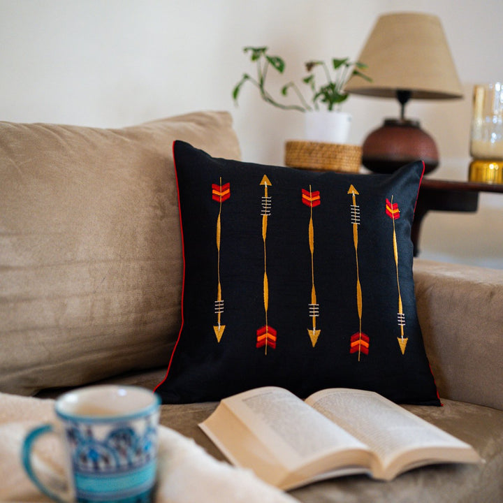 Coal Arrows Cushion Cover, 16" x 16", Pack of 1 | SHOBITAM