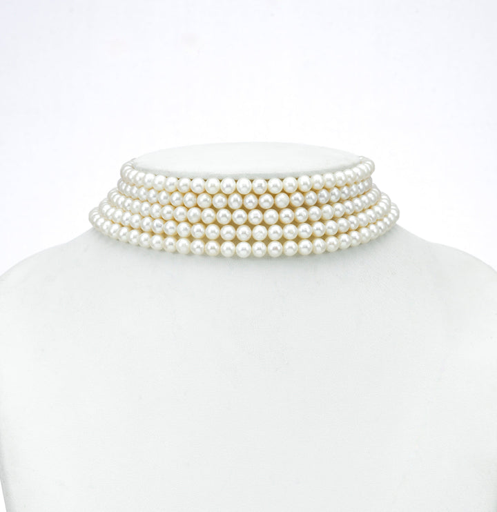 Elegant White Pearl Choker Set